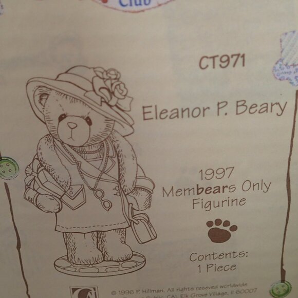 Cherished Teddies Eleanor P Beary 1997 Membears Only Figurine - Picture 7 of 8
